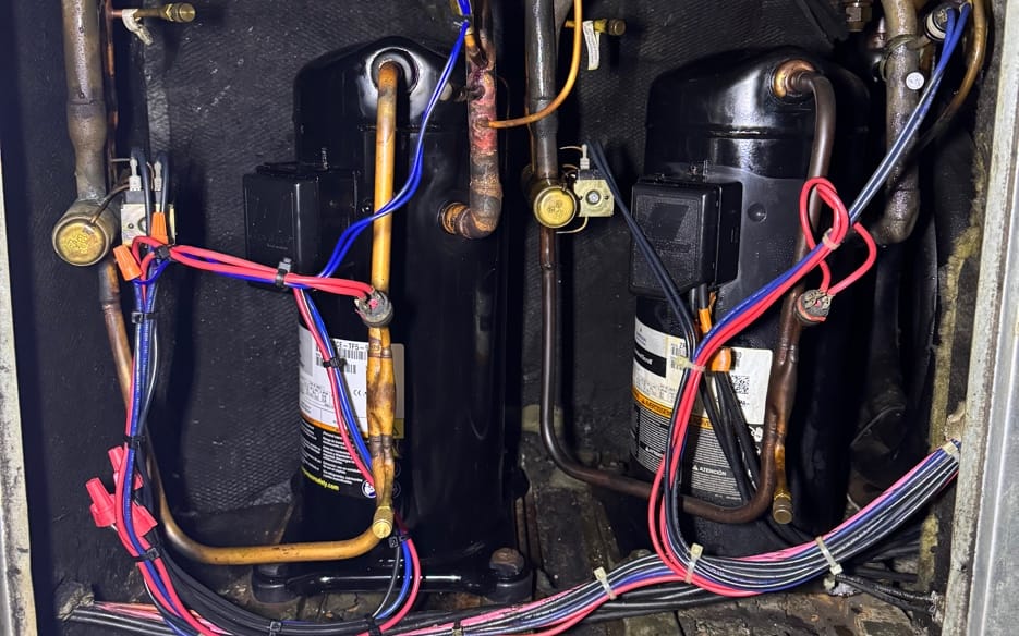 Refrigeration equipment being serviced