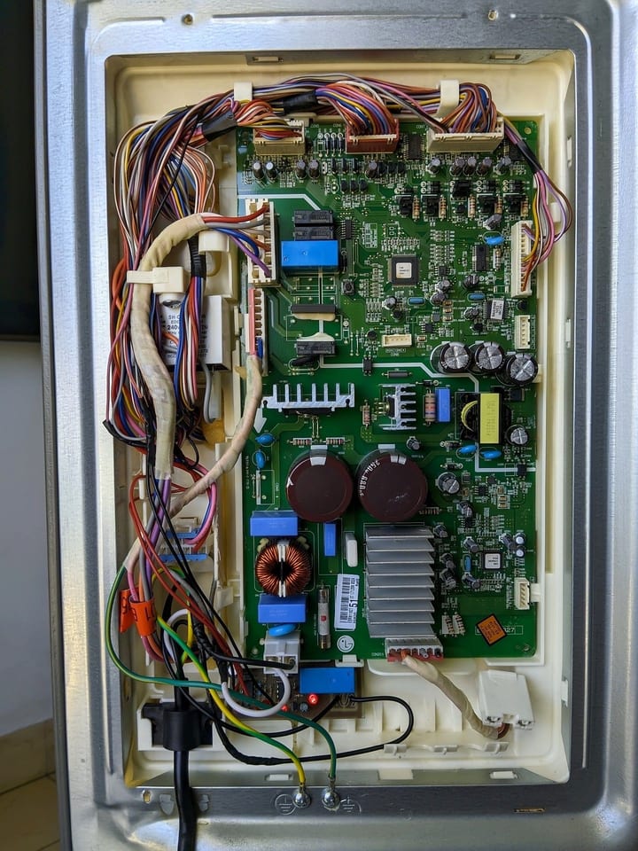Inverter control board inside a refrigerator's control box
